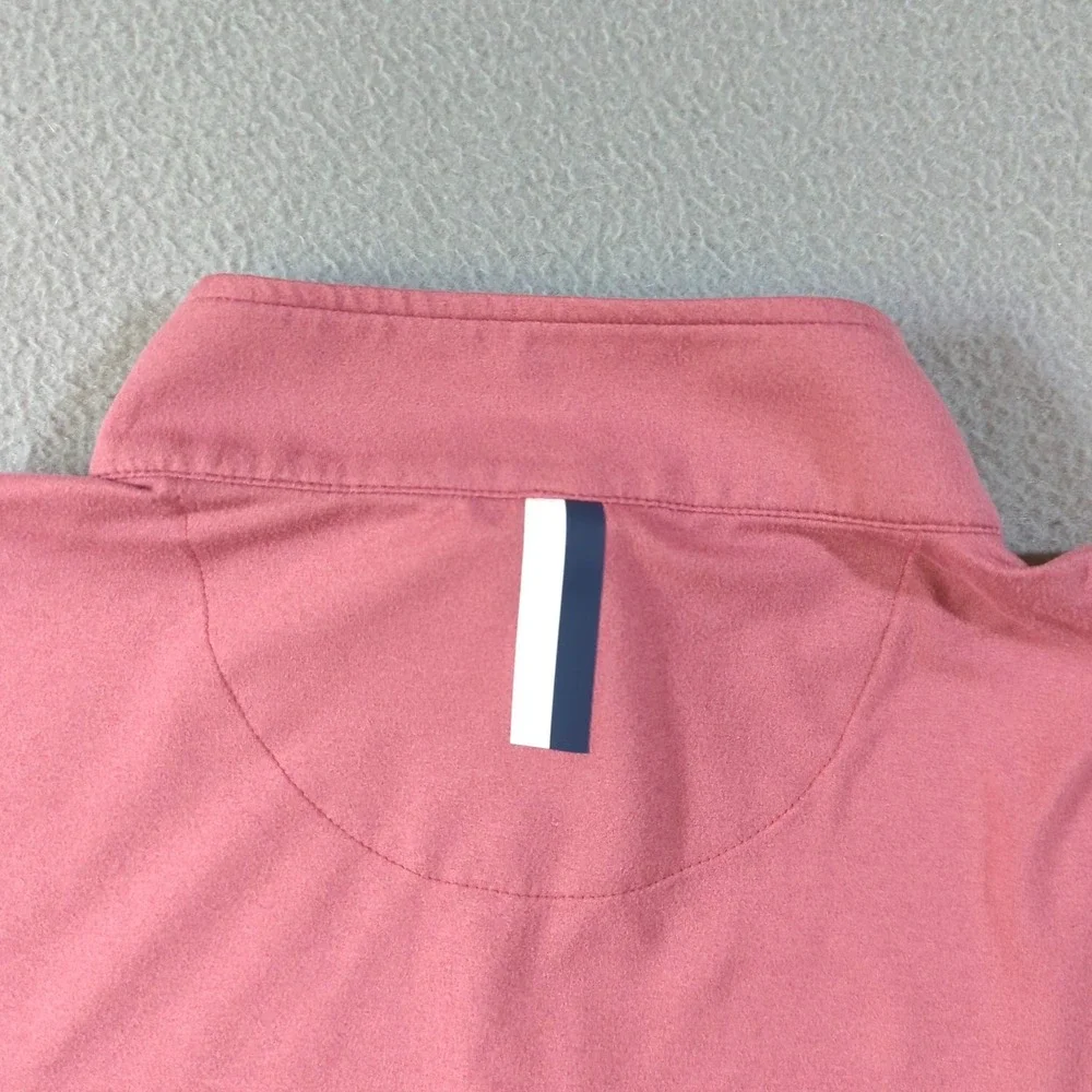 Rhoback Barstool Golf Pullover Mens Large Coral Quarter Zip Performance Stretch
